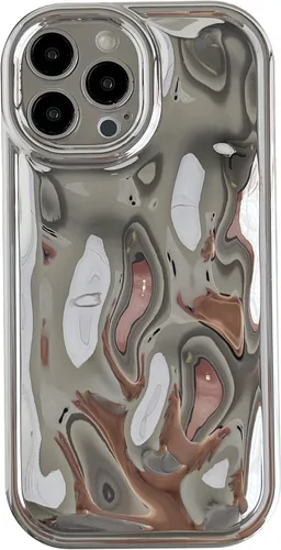 Vista 11 de Caseative Funda para iPhone 13 Pro Max, color negro Galjanoplastia de cromo suave de la burbuja del meteorito de la onda de la ondulación