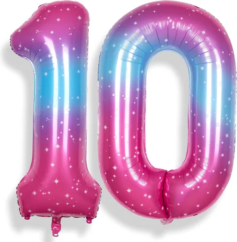 Vista 7 de Globo de número 0 de 40 pulgadas para niño o niña grande estrellado 0-9, globo de Mylar grande del número 0, globos de feliz cumpleaños 0