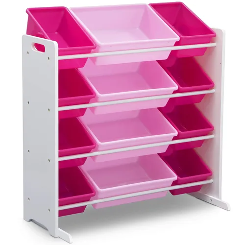 Vista 5 de Delta Children MySize Caja de juguetes de lujo, certificado Greenguard Gold, chocolate oscuro y organizador de almacenamiento de juguetes para niños
