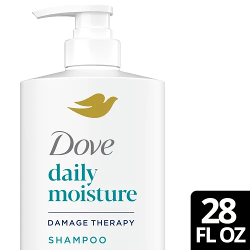 Vista 5 de Dove Damage Therapy Champú de humedad diaria para cabello seco con tecnología de cuidado de bio-proteínas y suero hialurónico, 28 onzas líquidas