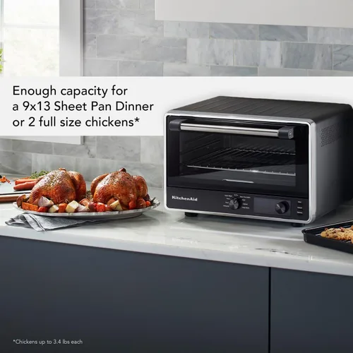 Vista 7 de KitchenAid Horno de encimera digital con freír aire y piedra para pizza, KCO128BM, negro mate