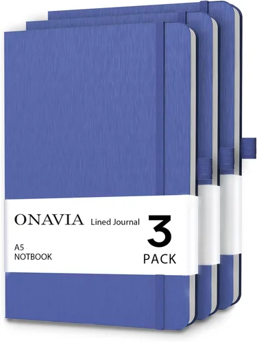 Vista 19 de ONAVIA Cuaderno rayado A5, cuaderno de notas con rayas universitarias de 7mm, diario para escribir, trabajo, escuela, viajes y toma de notas, tapa