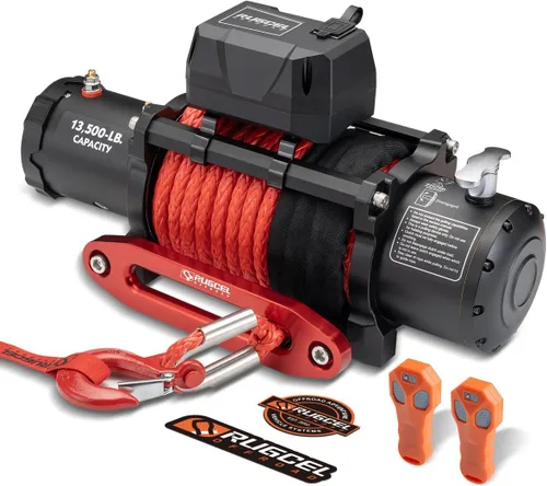 Vista 8 de RUGCEL - Cabrestante eléctrico de 2500LB 12V para ATV UTV, con guía de rodillos y placa de montaje