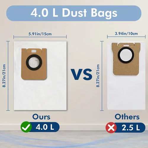 Vista 3 de Paquete de 10 bolsas de polvo D10 compatibles con aspiradora robot Dreametech D10 Plus, bolsas de vacío de 4.0 L, piezas de accesorios 4.0 L