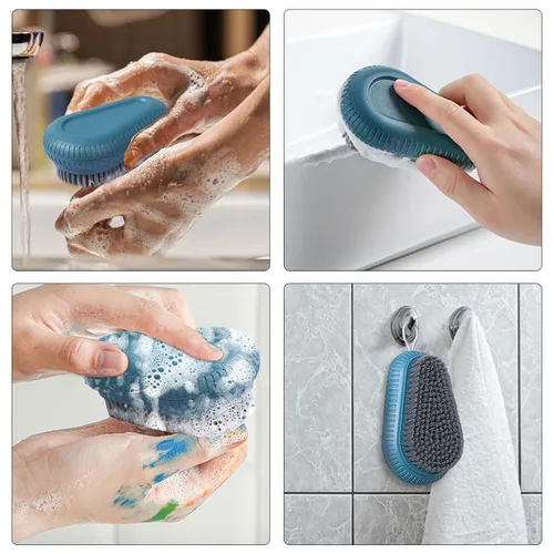 Vista 5 de 2 cepillos de uñas resistentes para limpiar las uñas, cepillo de uñas azul, cerdas rígidas duraderas, cepillo de limpieza de manos, cepillo de uñas