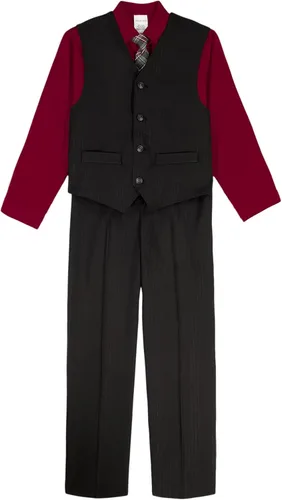 Vista 6 de Van Heusen Conjunto de traje formal de 4 piezas para niños, chaleco, pantalones, camisa de vestir con cuello y corbata