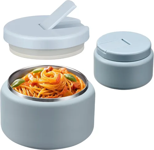 Vista 15 de Termo de sopa de 13.5 onzas para niños con tapa de hebilla, recipiente de comida aislado al vacío, boca ancha, a prueba de fugas, acero inoxidable
