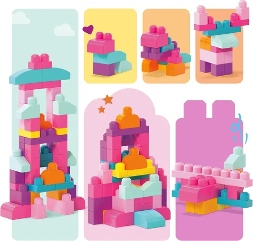 Vista 5 de Gran bolsa para construcción First Builders Mega Bloks, Rosado