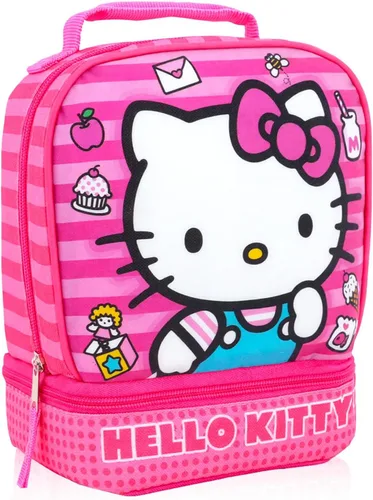 Vista 2 de Hello Kitty - Lonchera para niñas con bolsa de almuerzo aislada y más Pegatinas suaves de doble compartimento Sanrio Lunchbox Plus, más