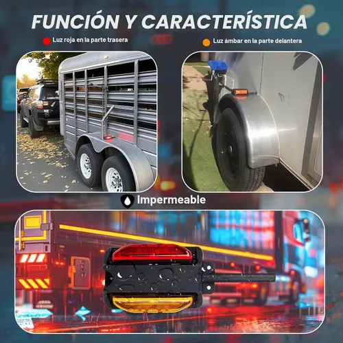 Vista 4 de NEW SUN Kit de Luces LED para Guardabarros, Precableado de Doble Cara con Pedestal, Ámbar y Rojo Súper Brillantes, RH y LH, Funciona como Luces