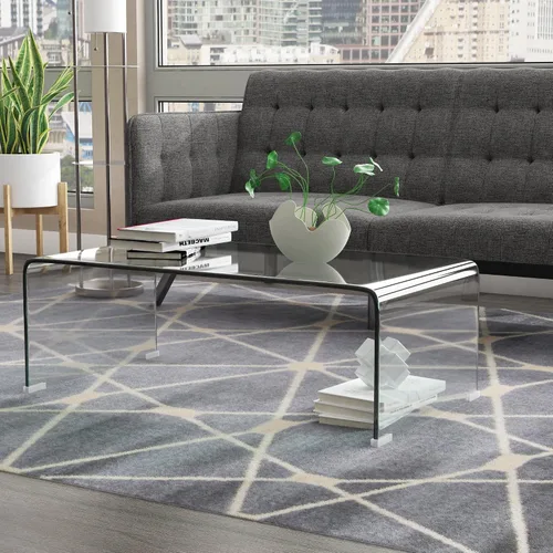 Vista 9 de Mesa de centro de vidrio rectangular Meihua de 2 niveles, mesa de té moderna, mesa auxiliar de café para sala de estar (todo negro)