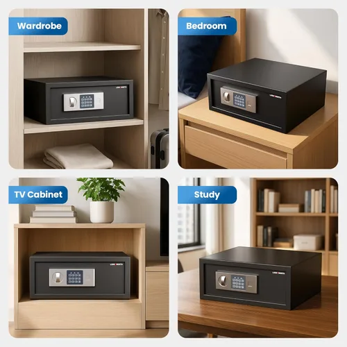 Vista 6 de Caja fuerte Locksworth para el hogar, caja de seguridad de 0.7 pies cúbicos, caja de bloqueo para dinero, joyería, documentos y armas, caja fuerte