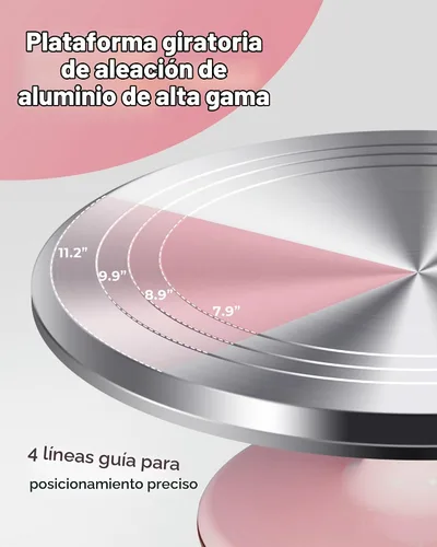 Vista 2 de Kootek - Juego de platos giratorios de aluminio para decoración de hornear, 12 pulgadas Beginner-friendly, Baking Supplies Tools with Cake Stand