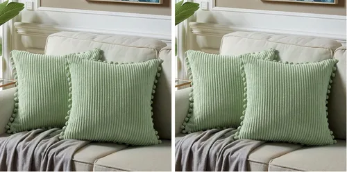 Vista 77 de Fancy Homi Juego de 2 fundas de almohada decorativas negras de 12 x 12 pulgadas con pompones para sofá y cama, decoración moderna de estilo bohemio
