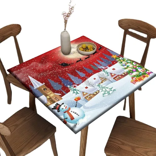 Vista 16 de Mantel redondo ajustable con borde elástico floral azul, mantel con borde elástico de estilo floral pastoral, almohadilla de mesa de poliéster