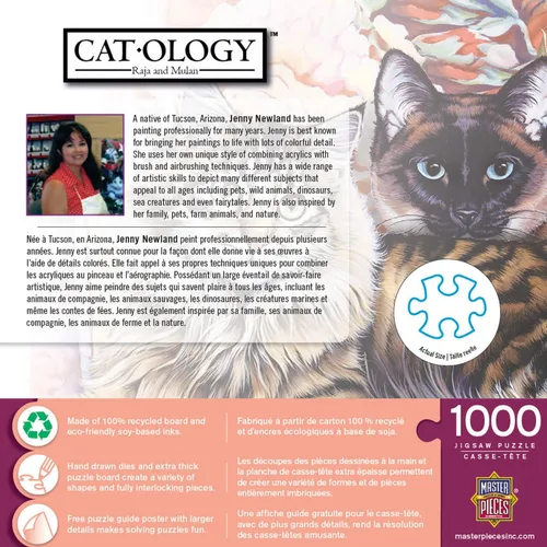 Vista 3 de MasterPieces - Rompecabezas con diseño de gato-Ology (1000 piezas), con arte por Jenny Newland., Multicolor