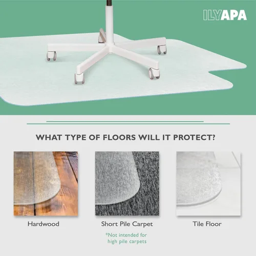 Vista 4 de Ilyapa - Tapete transparente para silla de oficina, escritorios y suelos de madera dura
