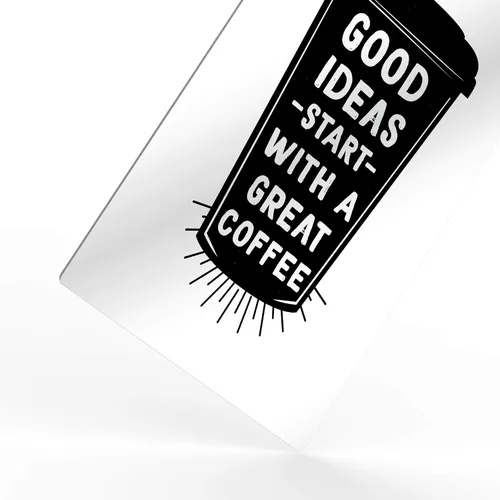 Vista 3 de HB Art Design Good Ideas Start With a Great Coffee Quote on Black Cup Metal Print Wall Art Coffee Bar Decor Coffee Signs Kitchen Wall Decor Dining