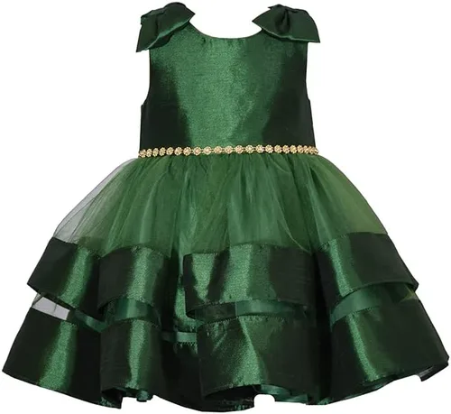 Vista 5 de Bonnie Jean Vestido de fiesta de Navidad para bebés, niñas pequeñas y grandes Borgoña