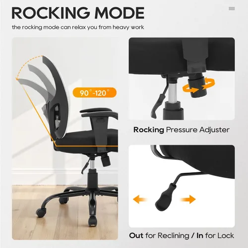 Vista 4 de PayLessHere Silla de escritorio ergonómica, silla de oficina, silla de computadora de 500 libras con soporte lumbar, asiento ancho, brazos de Blanco