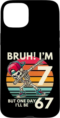 Vista 9 de Bruh I'm 7 But One-Day I'll Be 67 Retro 7th Birthday Kids Case for iPhone 17
