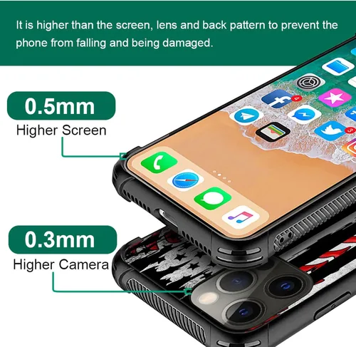 Vista 2 de Compatible con iPhone 12 Mini Funda, Bandera Americana de Béisbol TPU Suave Parachoques Resistente a Golpes Cubierta Trasera de Vidrio Templado