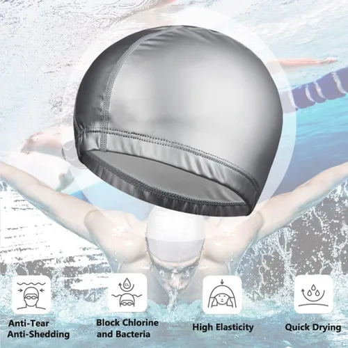 Vista 4 de Gorra de natación de tela impermeable de poliuretano para hombre y mujer, 5