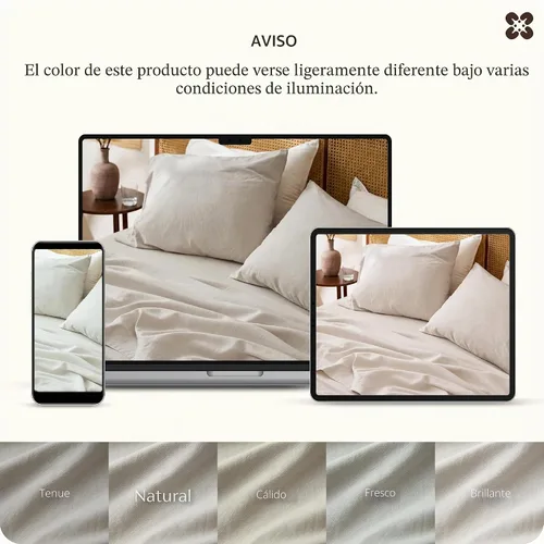 Vista 4 de Bedsure Sábanas de lino, cama tamaño Queen, mezcla de sábanas de lino y algodón, sábanas de algodón transpirable, regalos para todas las estaciones