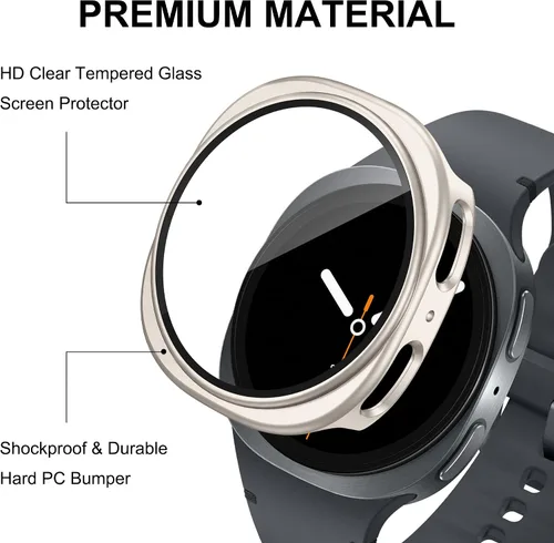 Vista 3 de Paquete de 12 fundas para Samsung Galaxy Watch 9/8 de 1.575 pulgadas con protector de pantalla de vidrio templado, funda protectora resistente a
