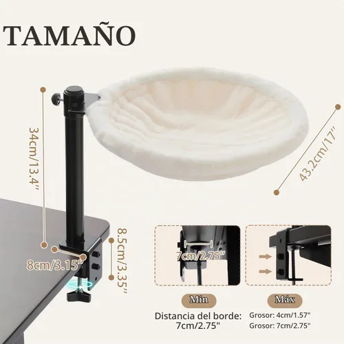 Vista 3 de PAWZ Road Hamaca para cama de escritorio para gatos con rotación de 360° y Beige