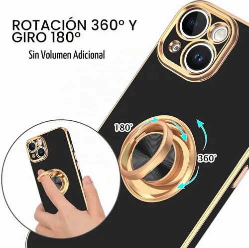 Vista 4 de VENINGO Funda para iPhone 14, funda para iPhone 14, ajuste delgado, suave soporte de anillo de 360° con base, compatible con soporte magnético