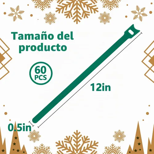 Vista 2 de 60 Piezas Lazos de Guirnalda de Navidad - 12" Lazos Ajustables de Guirnalda Navideña - Correas de Cable de Nailon Reutilizables para Plantas