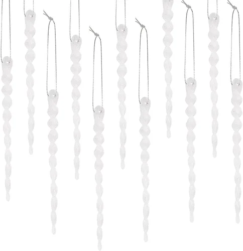 Vista 24 de 30 piezas de carámbanos de plástico trenzados para árbol de Navidad; adornos colgantes para árbol de Navidad, fiesta de Navidad, boda, fiesta