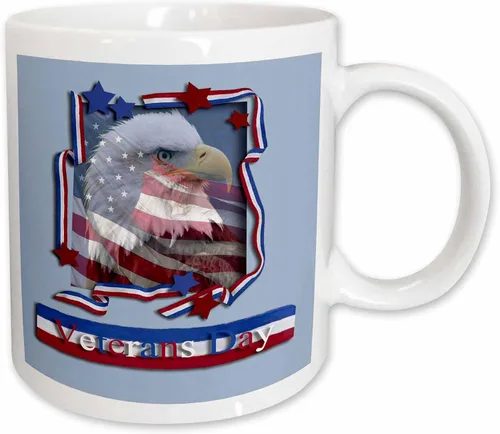 Vista 10 de 3dRose Veterans Day Patriotic Eagle 11oz Two-Tone Black Mug