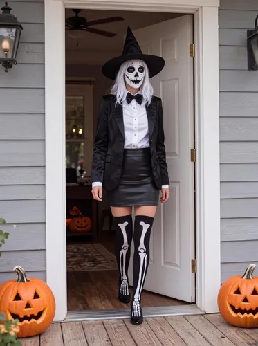 Vista 6 de Juego de medias de guantes de esqueleto de Halloween