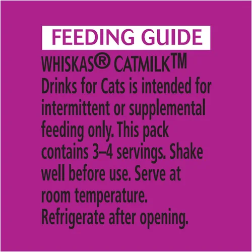 Vista 5 de Whiskas Bebida Catmilk Plus para gatos y gatitos, 24 unidades, 6.75 onzas