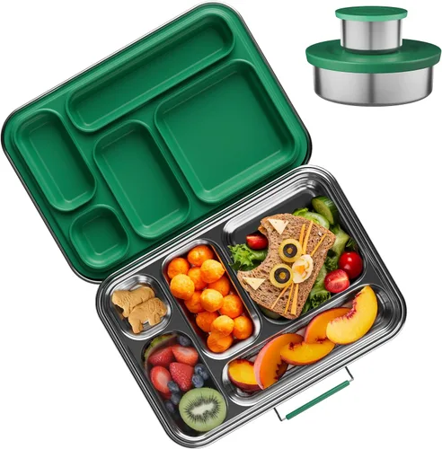 Vista 8 de AOHEA Caja Bento de Acero Inoxidable para Niños, Caja de Almuerzo Bento de Metal para Niños, Envases de Almuerzo Libres de BPA, Caja Bento de Acero