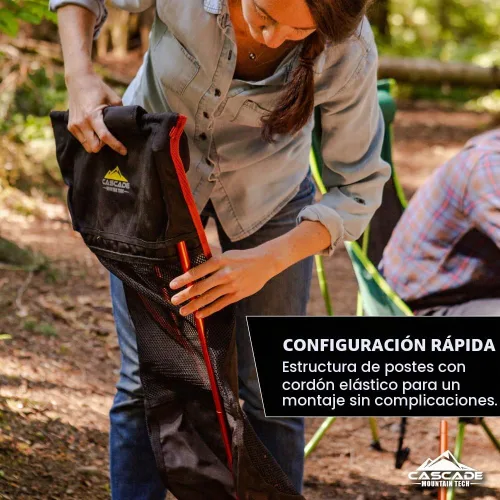 Vista 4 de Cascade Mountain Tech Silla de campamento ligera con respaldo alto al aire libre con reposacabezas y estuche de transporte - Negro