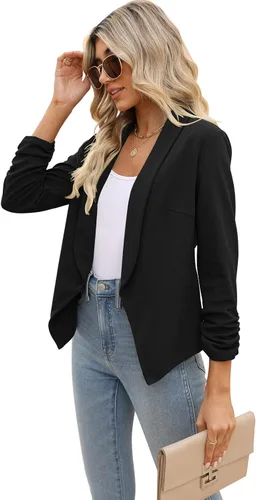 Vista 4 de POGTMM Blazer de manga 34 para mujer con parte frontal abierta