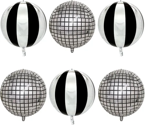 Vista 4 de FBQ Kit de arco de globos de discoteca 4D, globos de aluminio de disco de los años 70, 80, 90, fiesta de discoteca, aniversario, decoración