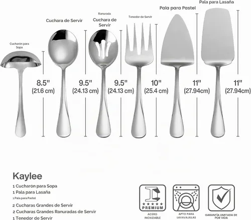 Vista 3 de Gourmet Basics by Mikasa 5181046 Kaylee Juego de 8 piezas de acero inoxidable para servir