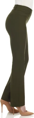 Vista 3 de Rekucci - Pantalones elásticos para mujer, de ajuste cómodo y levemente acampanados