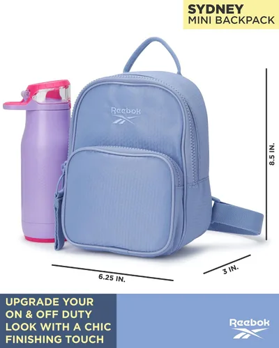 Vista 2 de Reebok Sydney - Mochila de mujer - Mini bolso de hombro ligero - Bolsa de gimnasio casual para niños, adolescentes y adultos, Stormy Peri