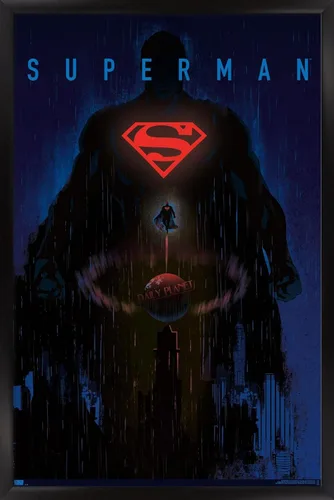 Vista 9 de DC Comics: Dark Artistic - Póster de pared de Superman, 22.4 pulgadas de largo x 14.7 pulgadas de ancho, versión enmarcada de madera de granero