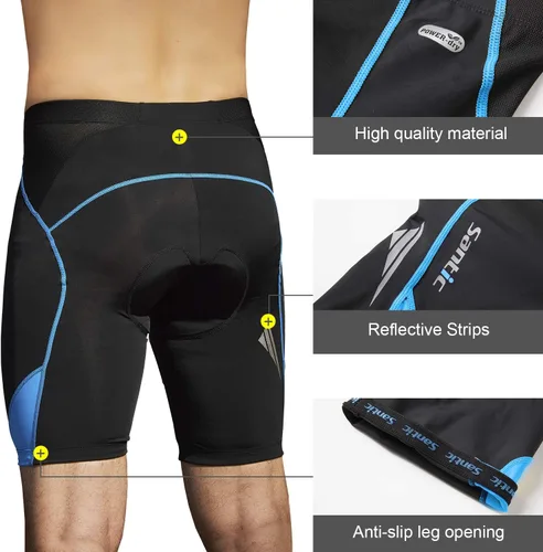 Vista 4 de Santic Pantalones cortos de ciclismo acolchados para hombre, pantalones de ciclismo para ciclismo, ropa de ciclismo