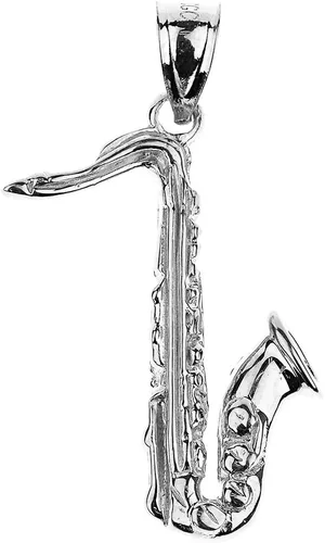 Vista 2 de Collar con colgante de saxofón de plata de ley 925