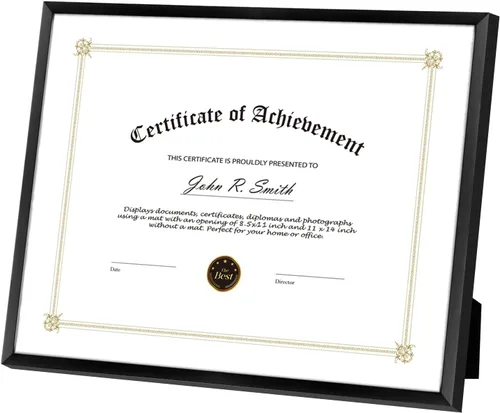 Vista 6 de Golden State Art, Marco de aluminio para certificado de 8.5 x 11 pulgadas, marcos de diploma de metal para documentos de 8.5 x 11 pulgadas, parte
