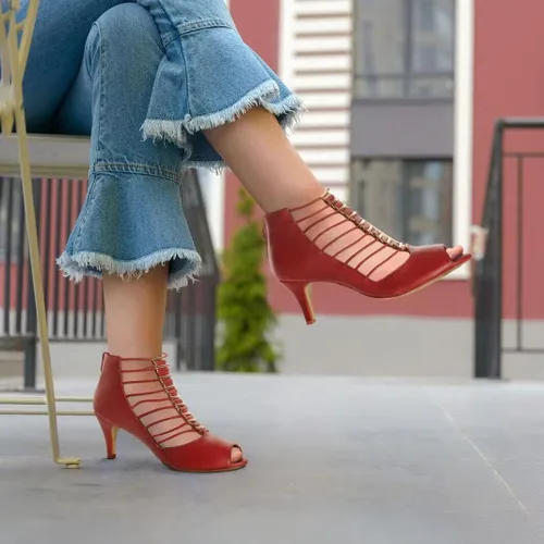 Vista 6 de ANN CREEK Tacones de gladiador para mujer, tacón medio, sandalias de tiras elásticas con puntera abierta, sandalias de tacón para fiesta casual