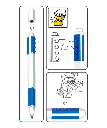 Vista 6 de IQ Lego Stationery Building Dreams - Cuaderno de tapa dura con 4 x 6 ladrillo verde y bolígrafo de gel azul Productos de oficina