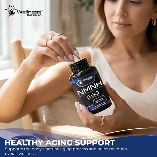 Vista 7 de WELLNESS LABSRX NMNH 650 mg por porción - Mononucleótido de dihidronicinamida - Apoya los niveles de NAD+ - 90 cápsulas vegetales - Suministro